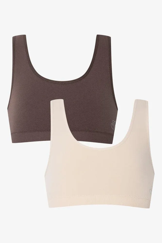 2 Pack Seam-Free Racerback Bras Chocolate & Natural