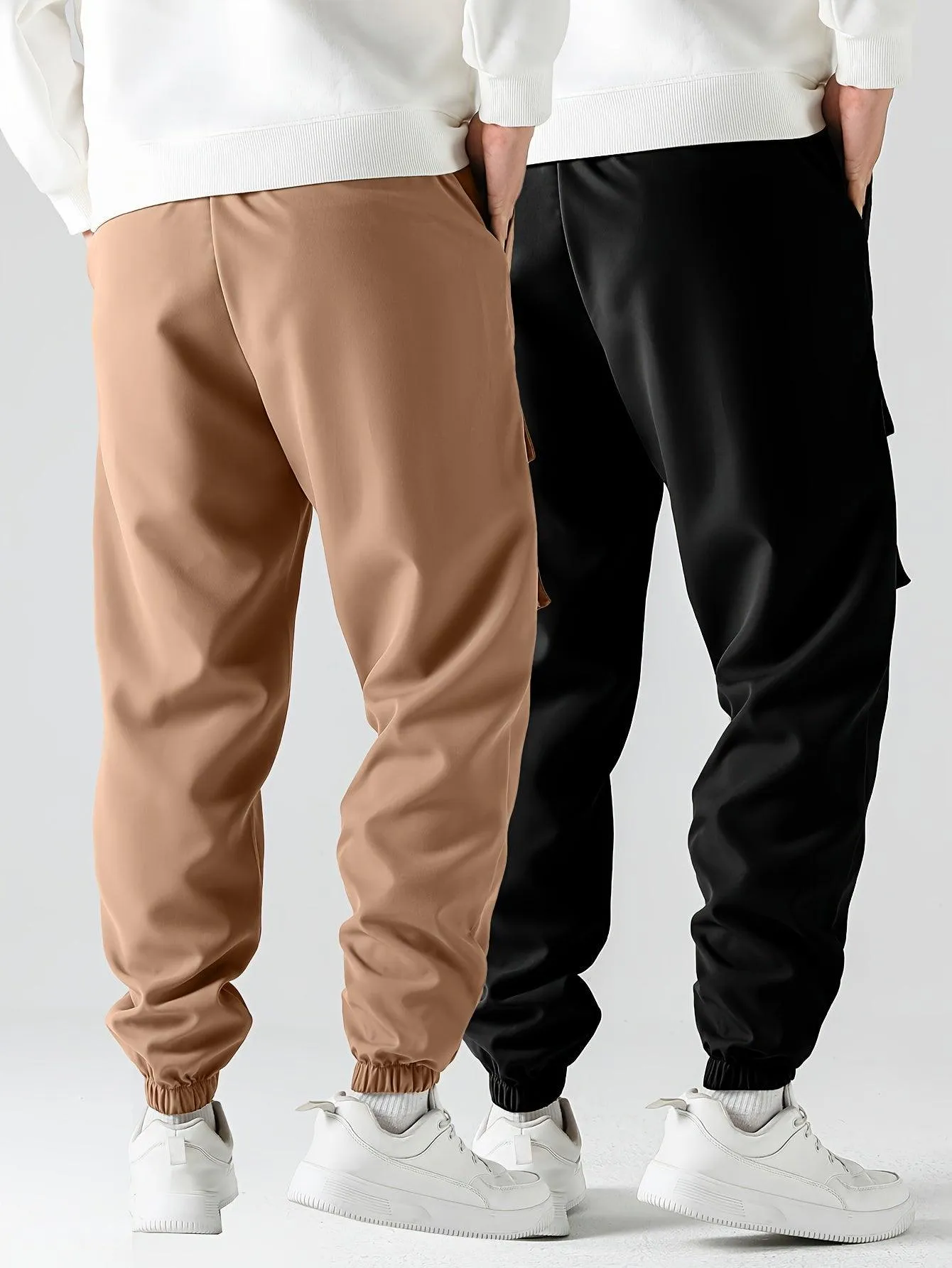 2 Pcs Smiling Face Cargo Joggers Stylish Functional Bottoms for Men