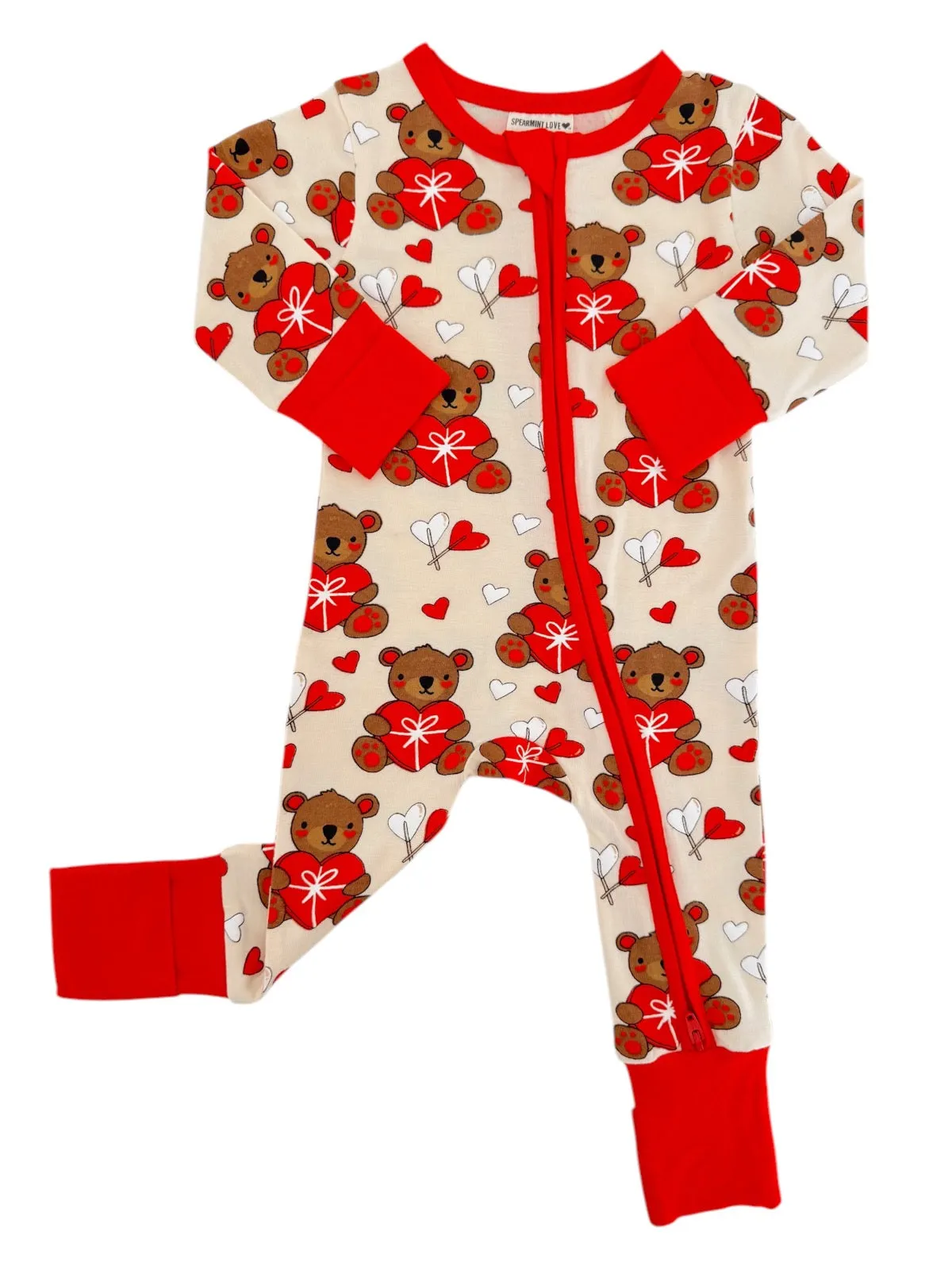 2-Way Convertible Zip Romper, Valentine Bear