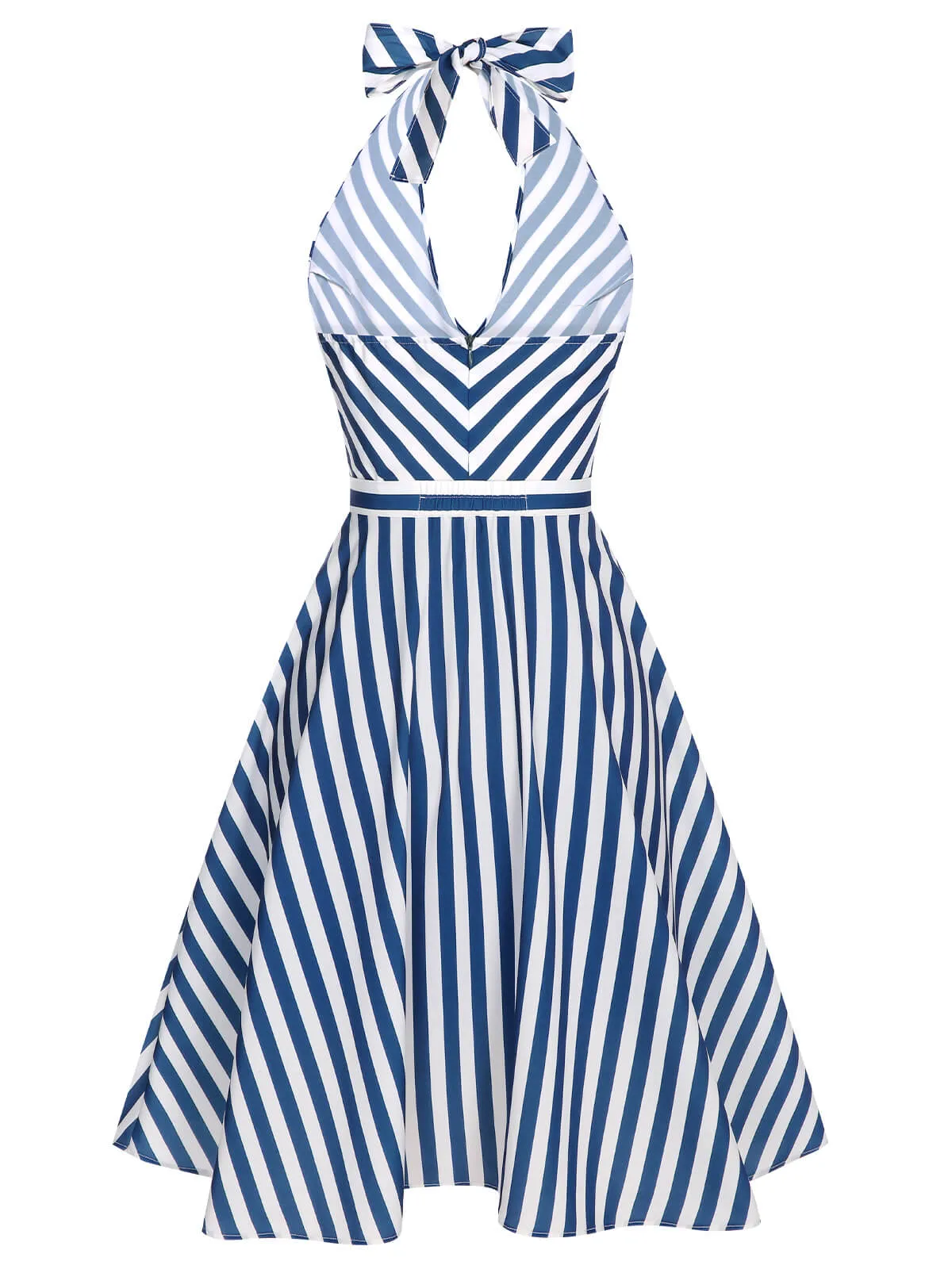 2PCS Blue 1940s Stripe Halter Romper & Skirt