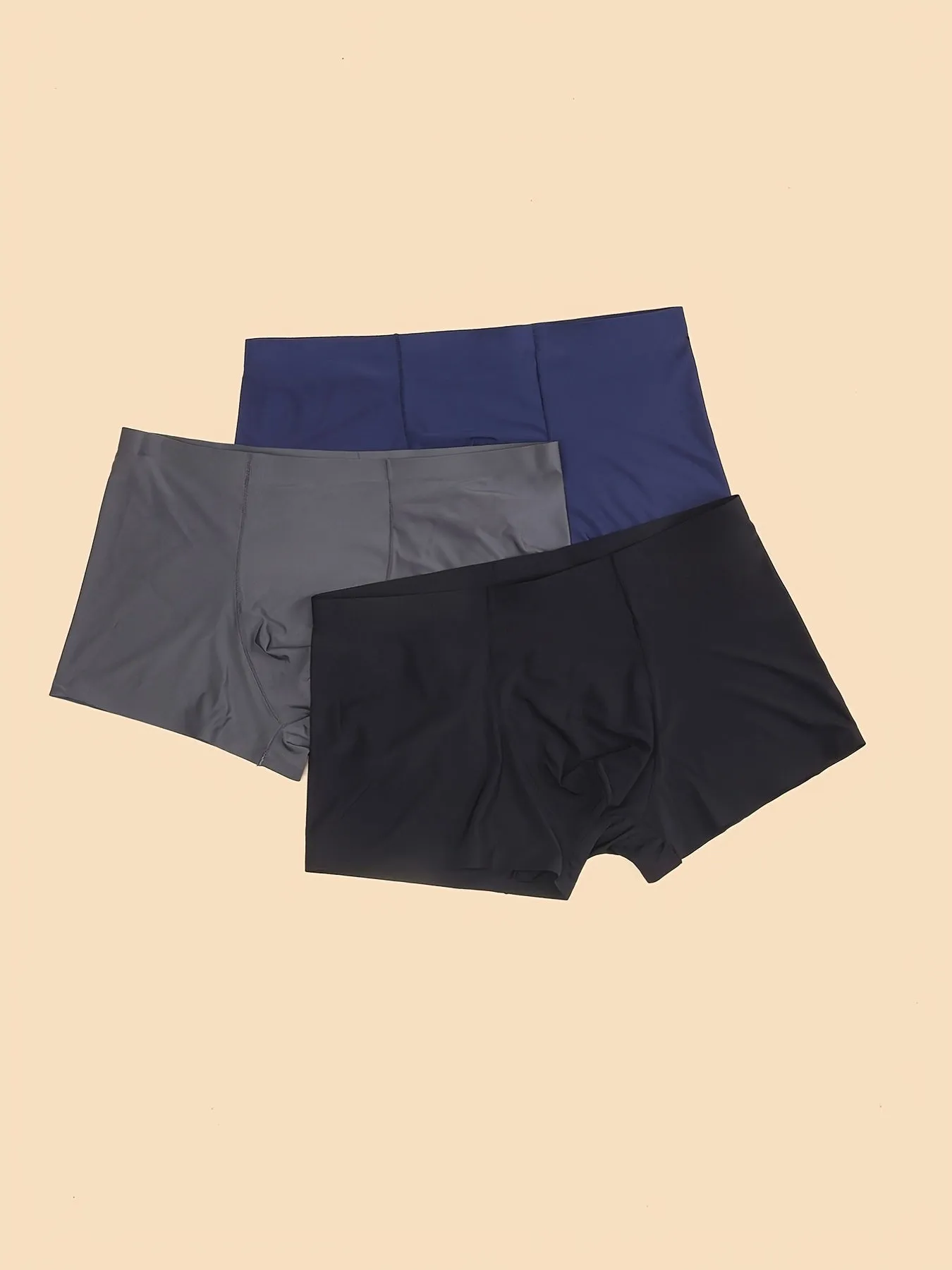 3pcs Men's Semi-Clear Ice Silk Boxer Briefs