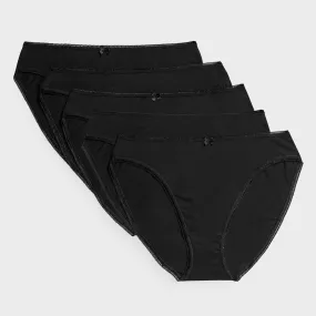 5pk Black High Leg Briefs