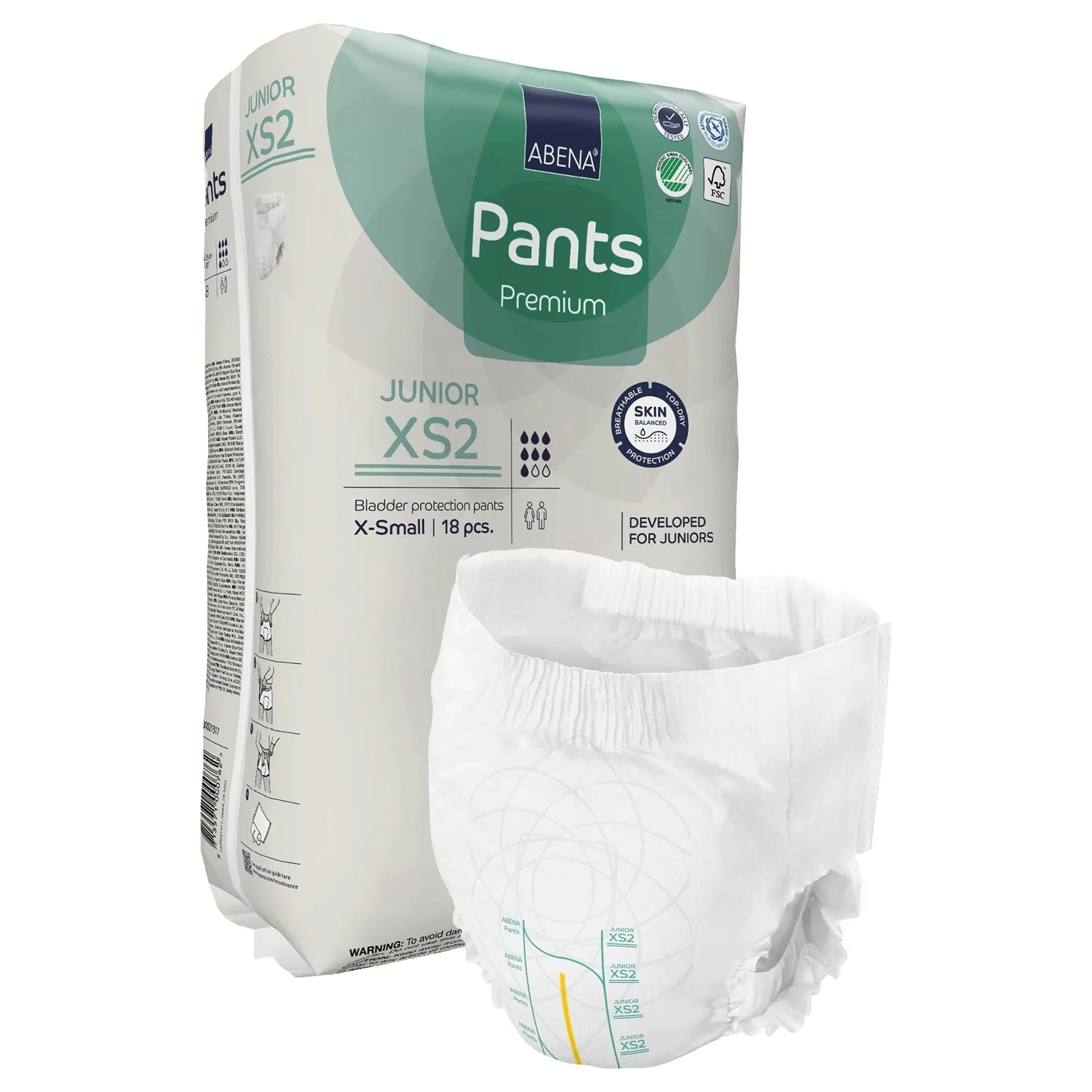 Abena Pants Junior, Protective Underwear, X-Small, 20" - 30", XS2 Absorbency Level 2