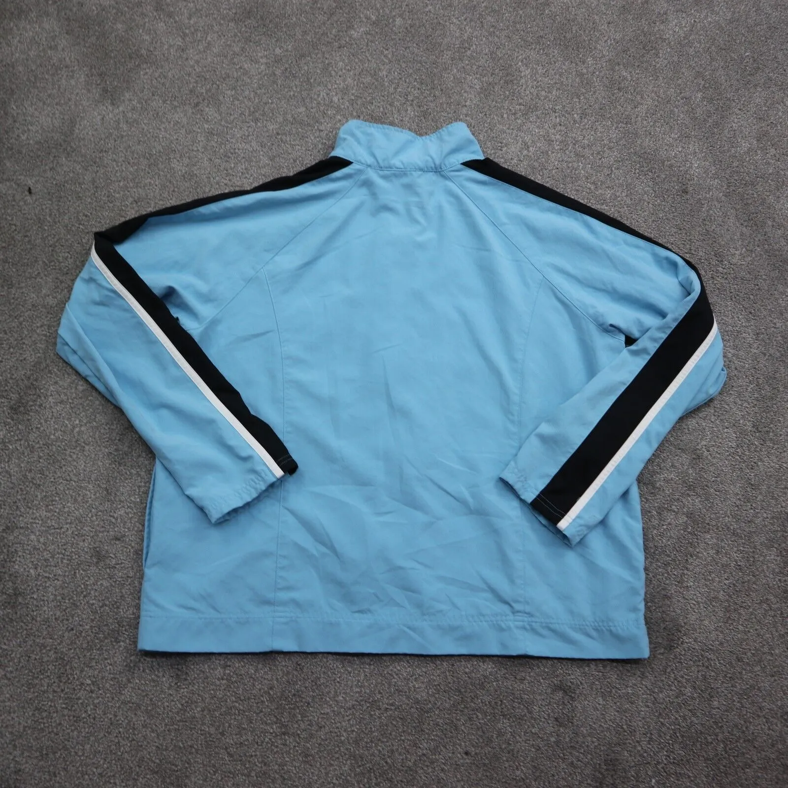 Adidas Womens Track Jacket Full Zip Up Raglan Sleeve Aqua Blue Black Size XL