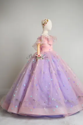 All That Shimmers  - Pink and Purple Floor long gown (7 Year-Petite 9 Year)