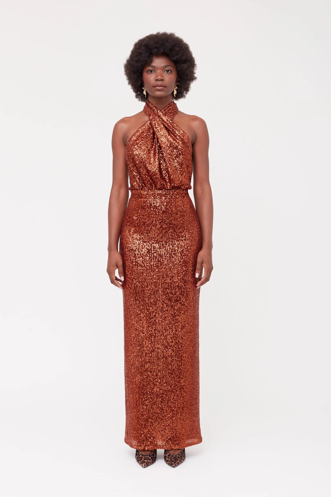 ALTA Bronze Sequin Maxi Evening dress