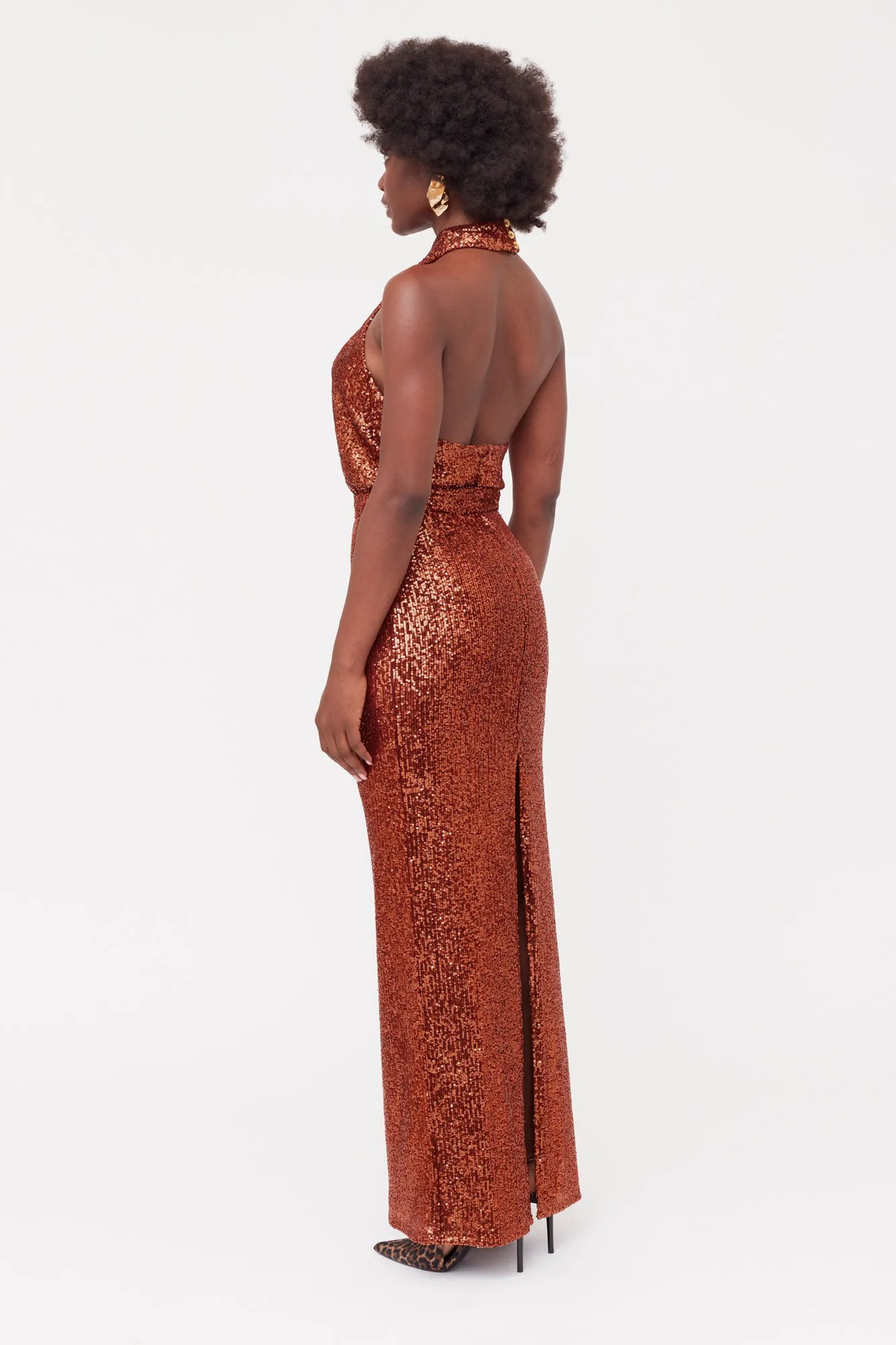 ALTA Bronze Sequin Maxi Evening dress