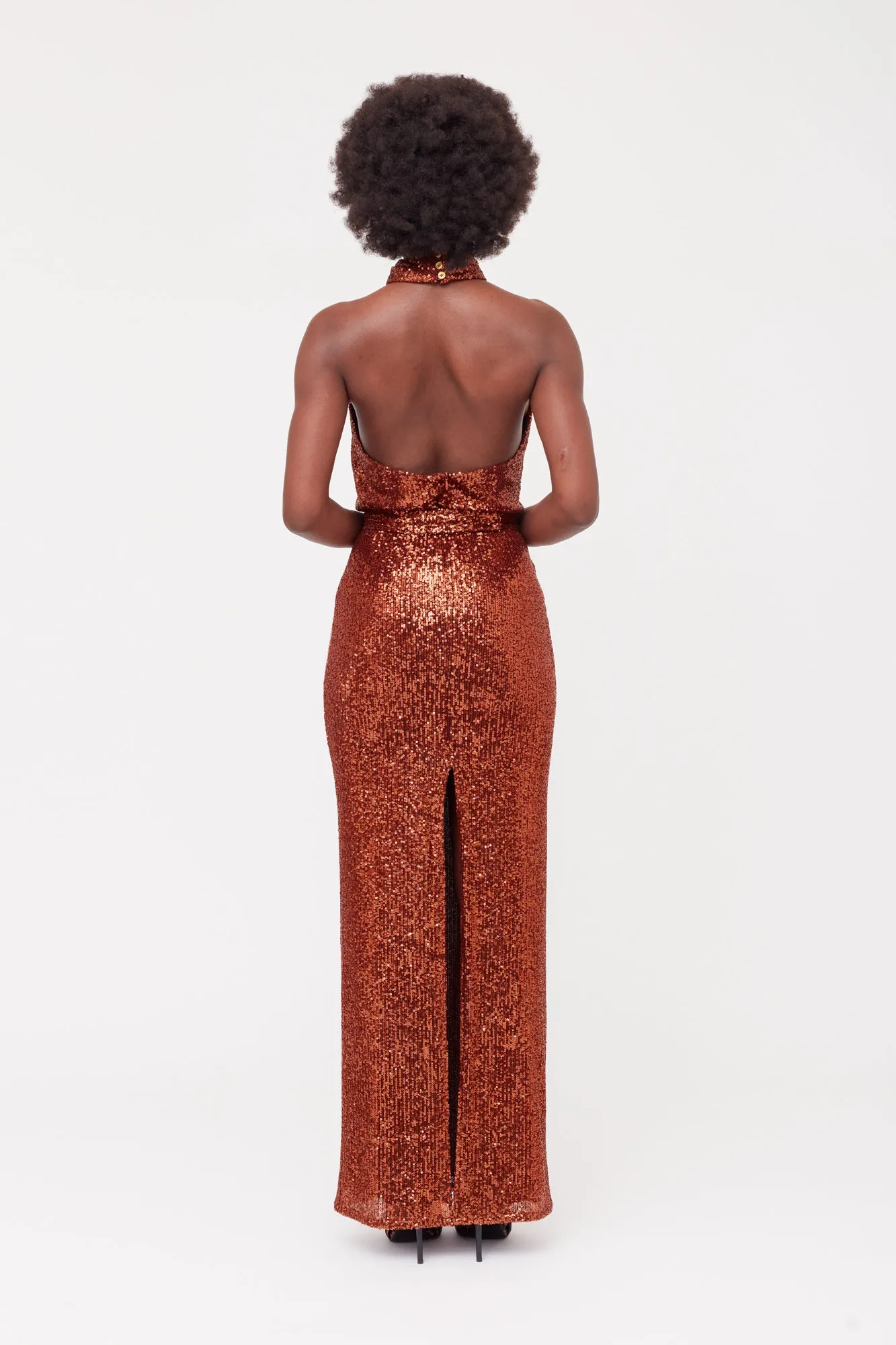 ALTA Bronze Sequin Maxi Evening dress