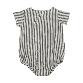 Analogie By Lil Legs Side Button Romper Navy Stripe