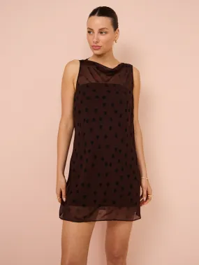 Bec & Bridge Turner Boatneck Mini Dress in Chocolate/Black