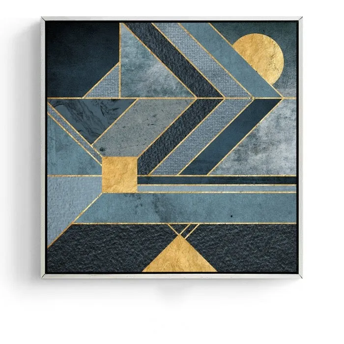 Black and Gold Abstract Wall Art With Frame