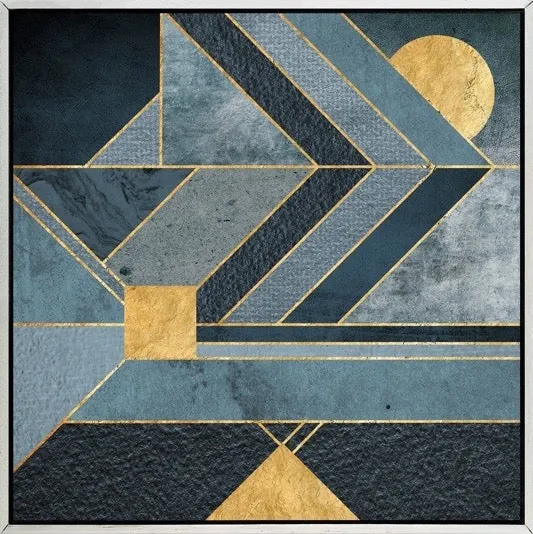 Black and Gold Abstract Wall Art With Frame