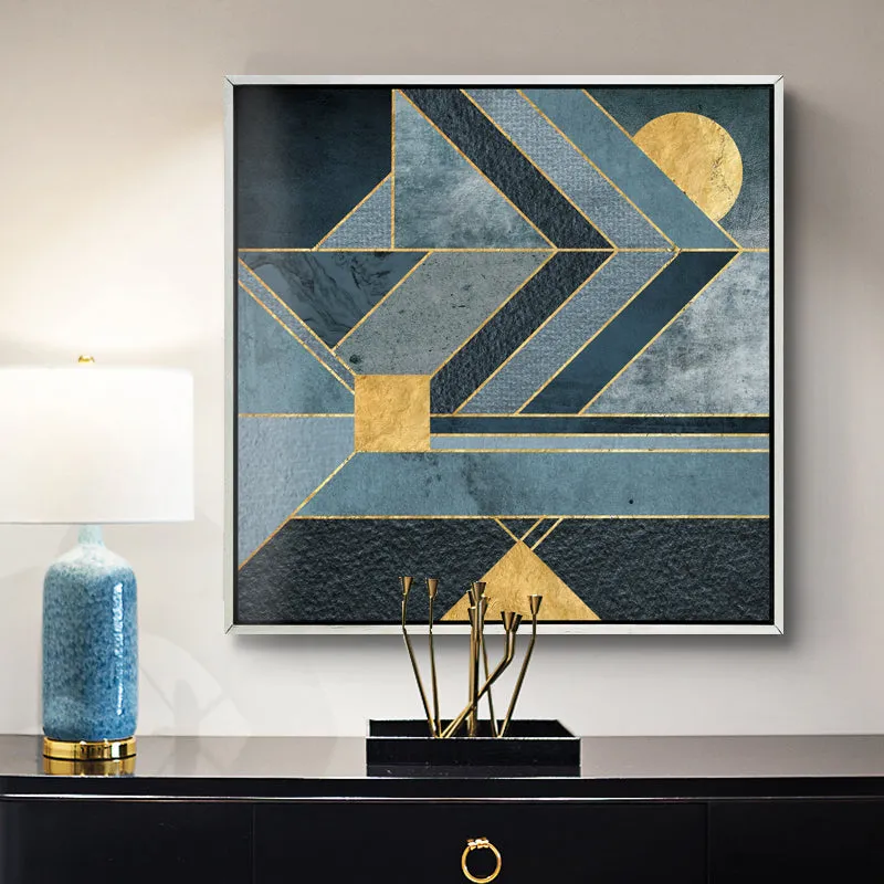 Black and Gold Abstract Wall Art With Frame