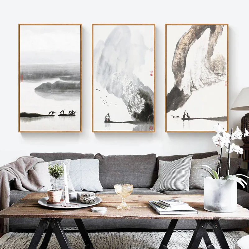 Black and White Japanese Wall Art With Frame