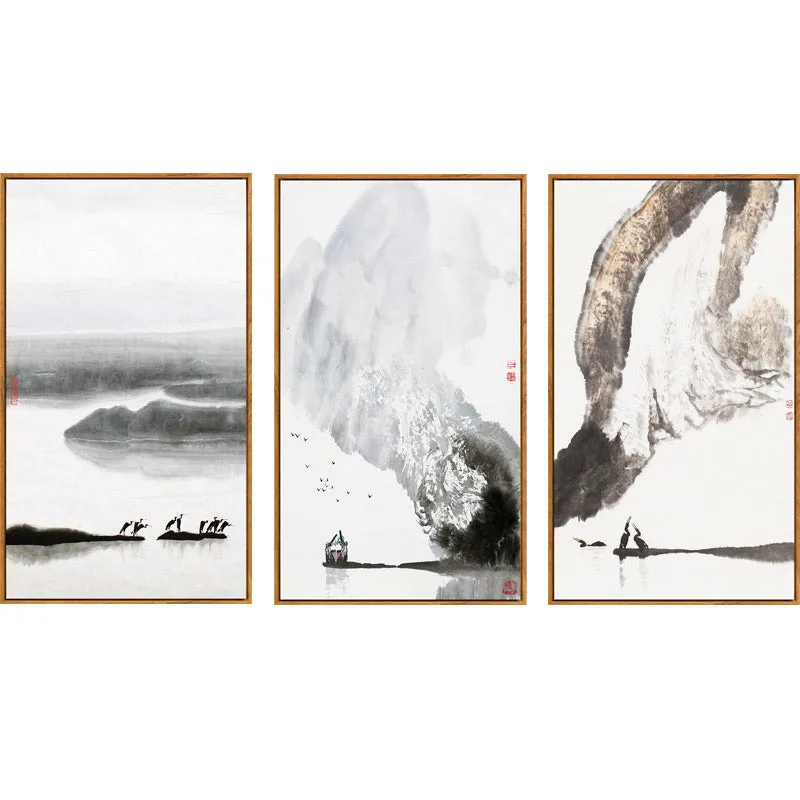 Black and White Japanese Wall Art With Frame