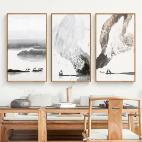 Black and White Japanese Wall Art With Frame