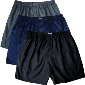 BLACK BLUE GRAY BOXER SHORTS UNDERWEAR MEN SLEEPWEAR SATIN 3-PACK (M)