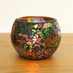 Black Coloured Glass Mosaic Candle Holder