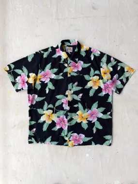 Black Hawaiian Floral Shirt—[XL]