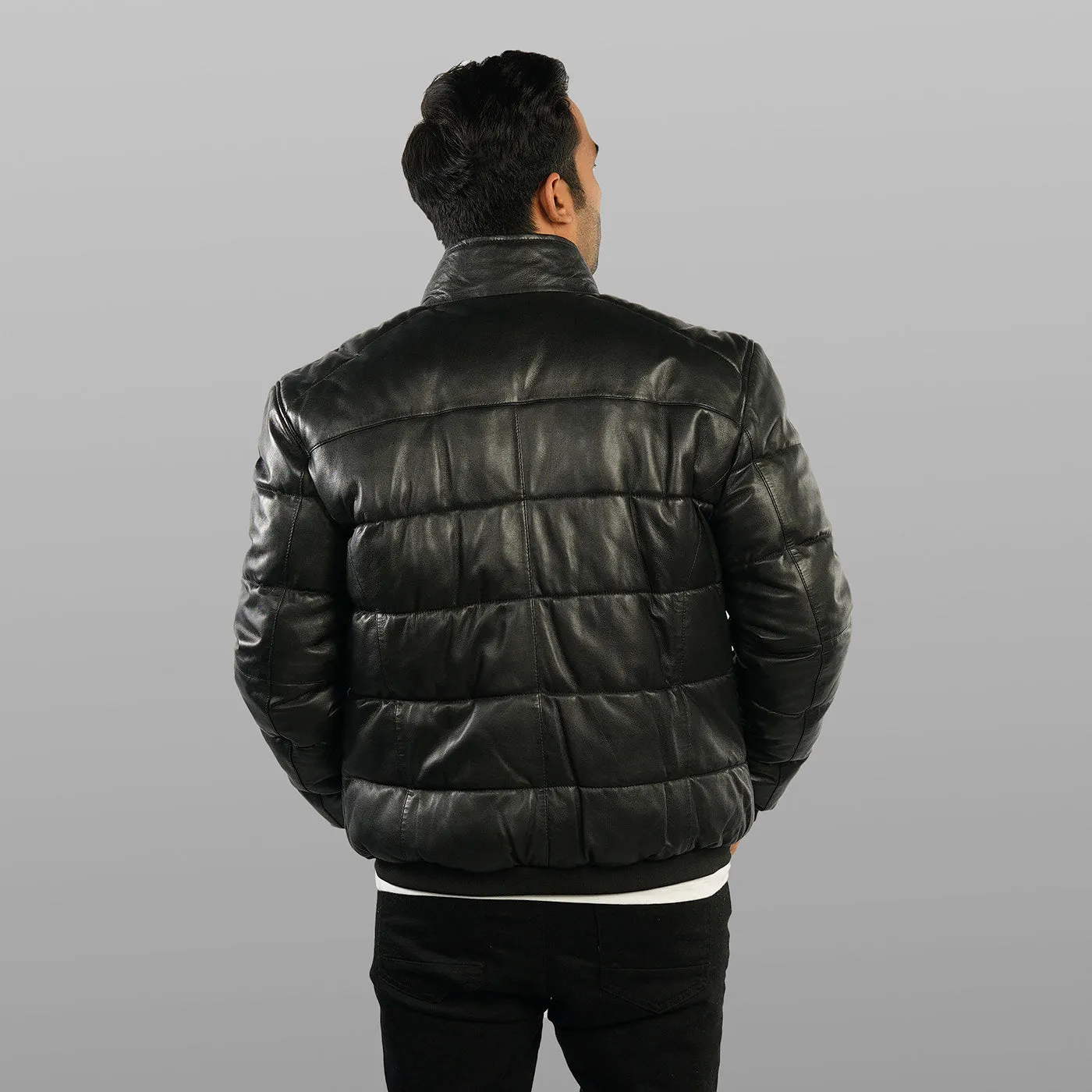 Black Padded Bomber Jacket - Black | Kaptan