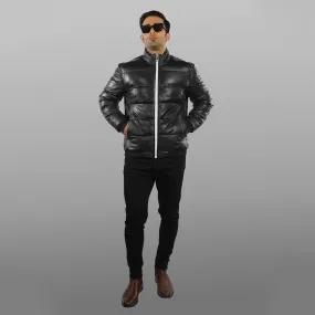 Black Padded Bomber Jacket - Black | Kaptan