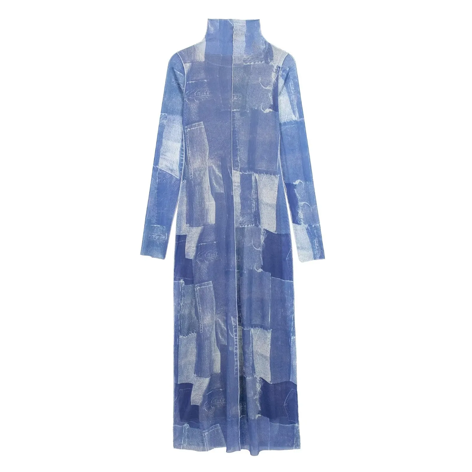 Blake Denim Patchwork Prints Maxi Dress