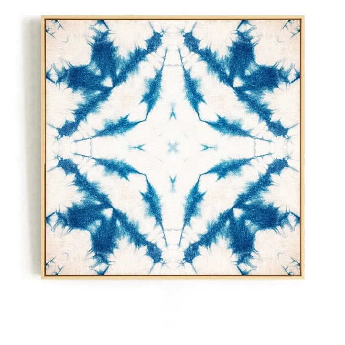 Blue and White Tie Dye Wall Art With Frame