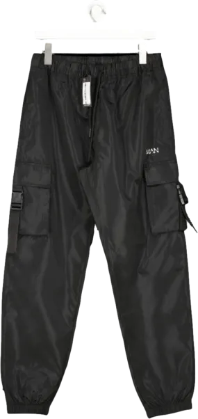 boohooMan Black Original Man Cargo Joggers UK L