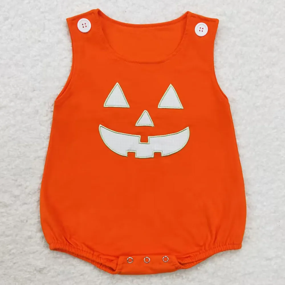 Boutique Infant Baby Boys Rompers Orange Halloween Ghost Shirt 2pcs Rompers Sets LR1704