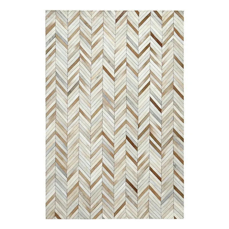 Brown and White Patchwork Cowhide Rug