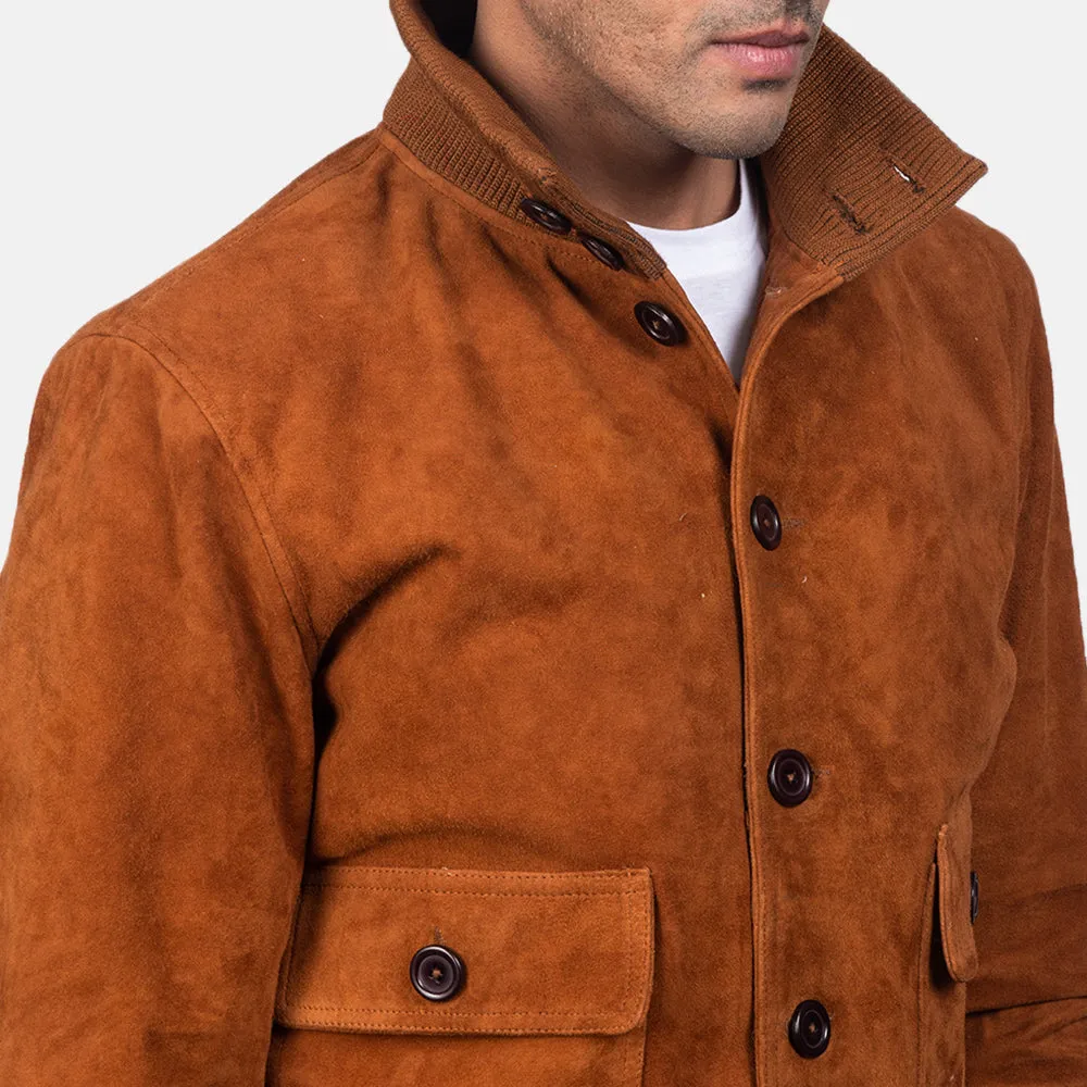 Brown Suede Bomber Jacket