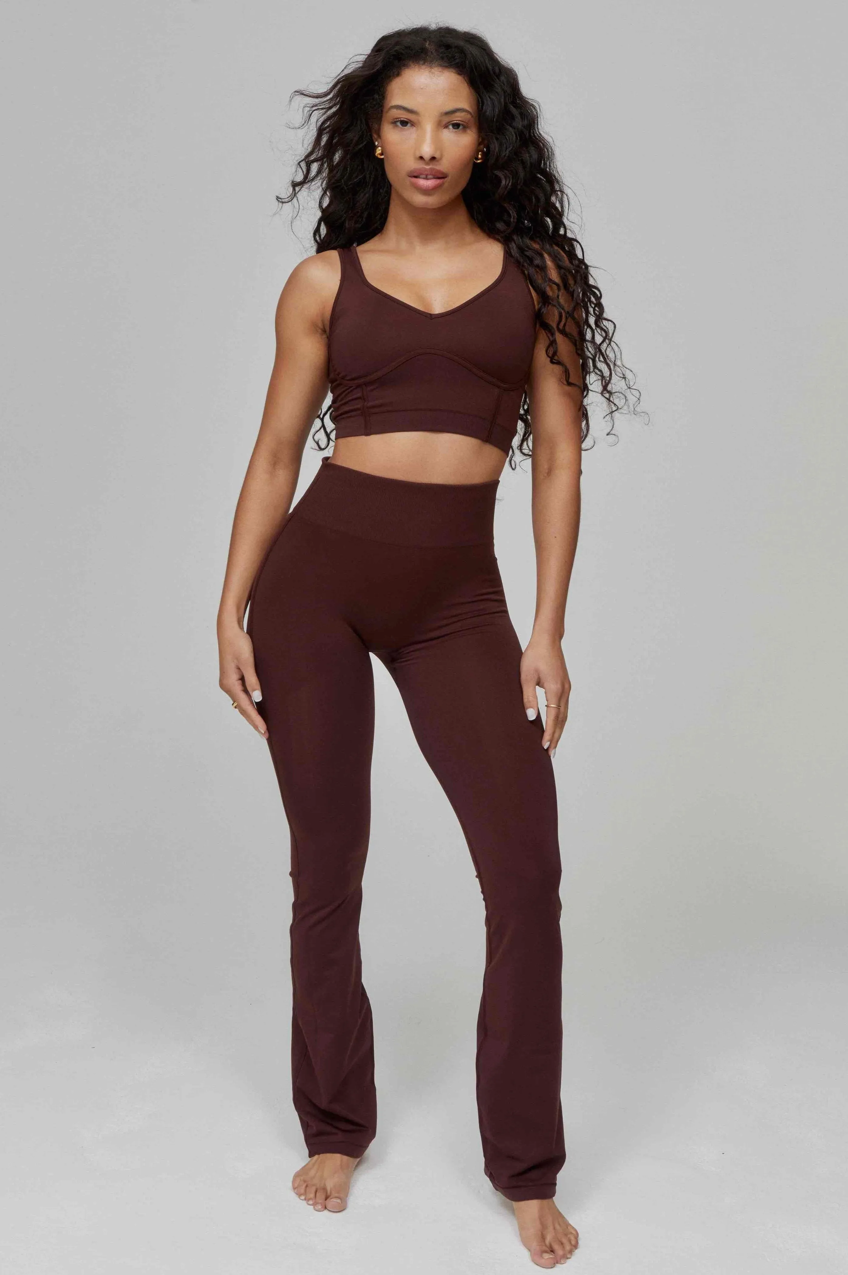 Butterluxe Contour Flared Leggings Full Length - Bitter Chocolate