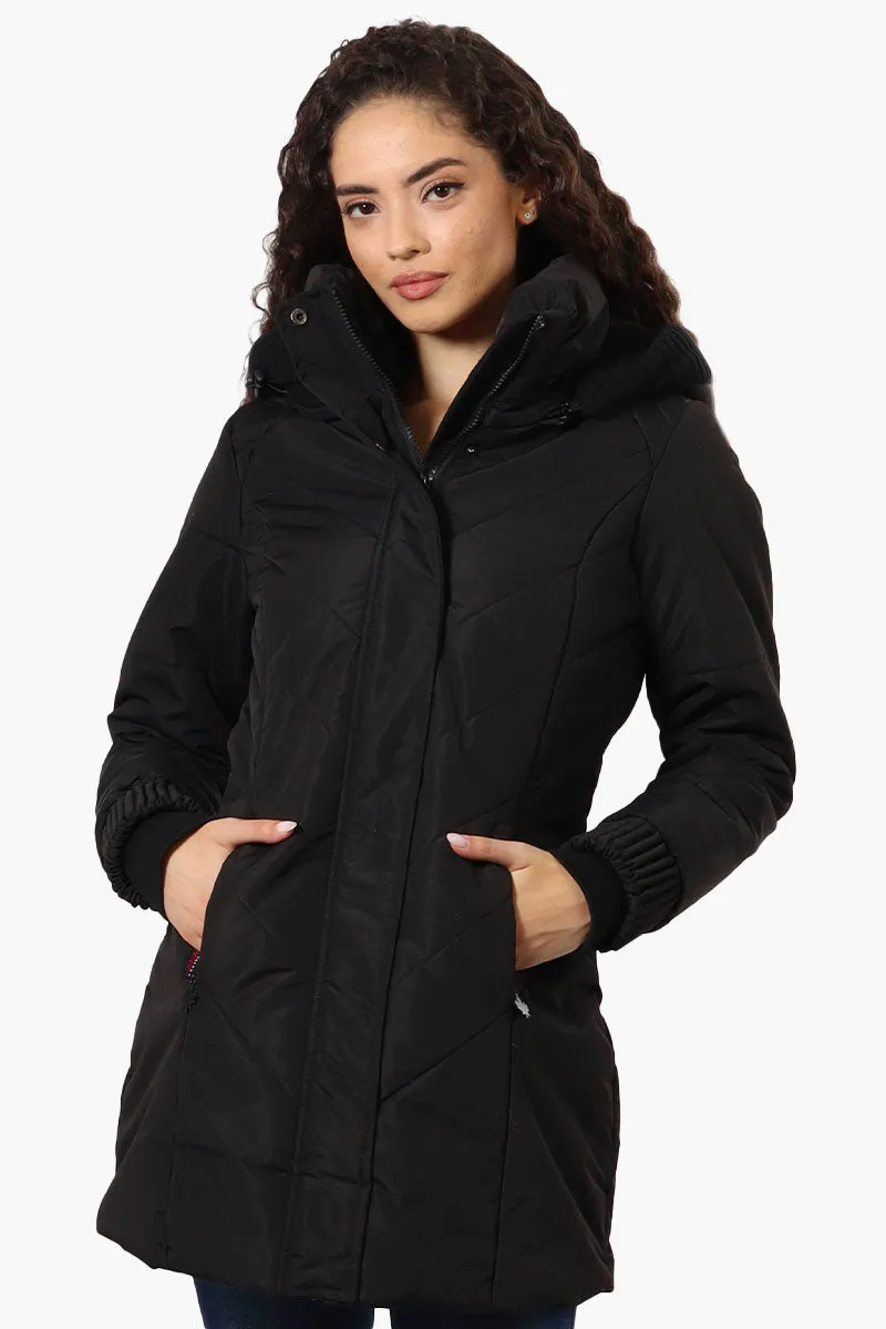 Canada Weather Gear Chevron Quilted Parka Jacket - Black