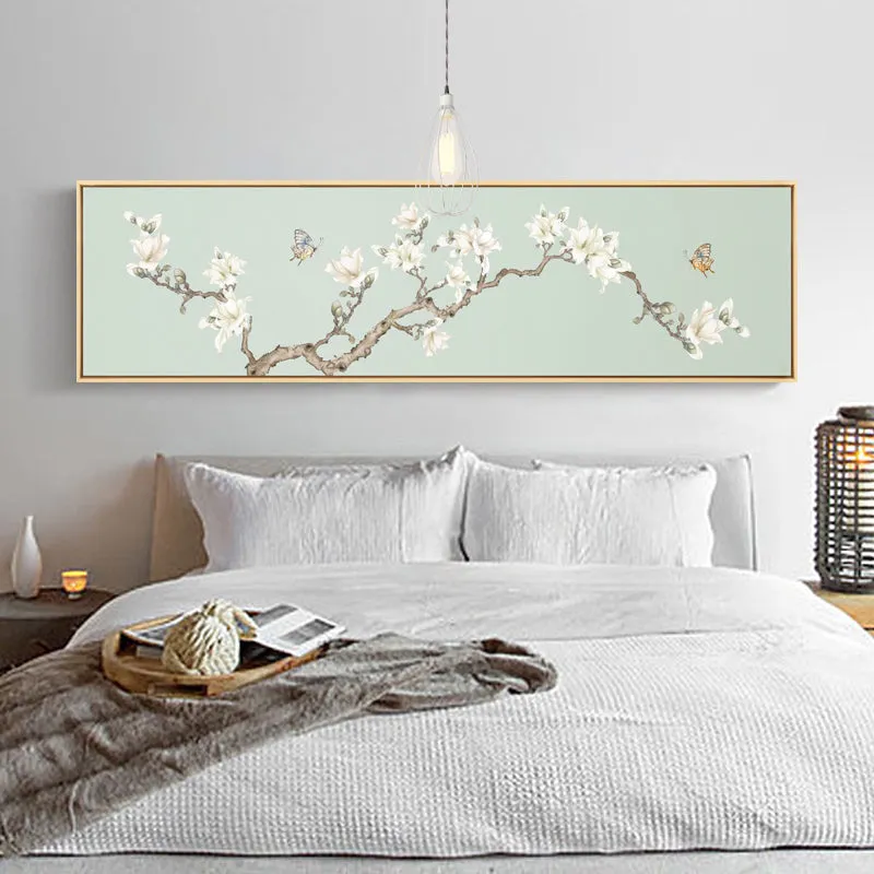 Cherry Blossoms Wide Wall Art With Wood Frame