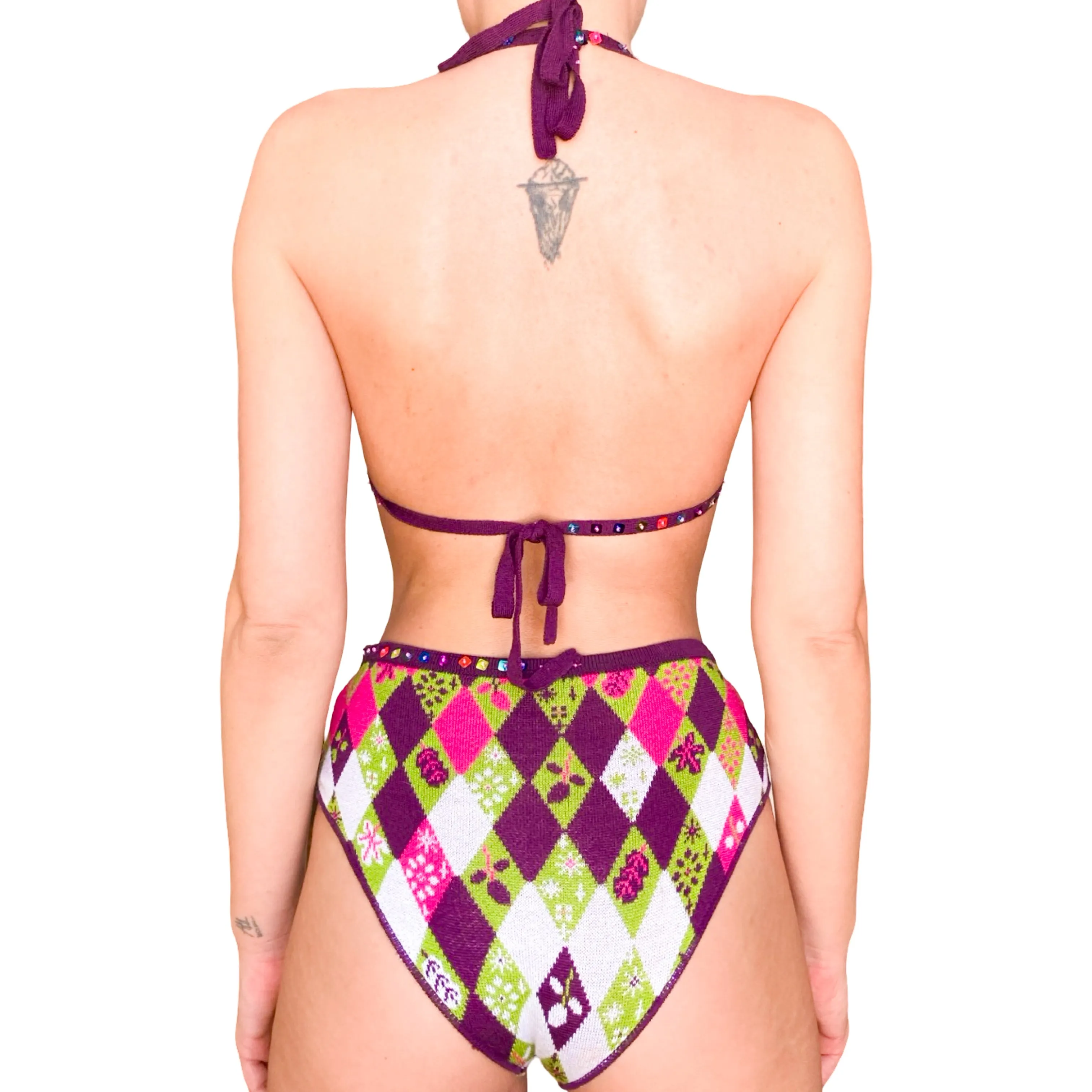 Christian Lacroix 90's Harlequin Crochet Bikini