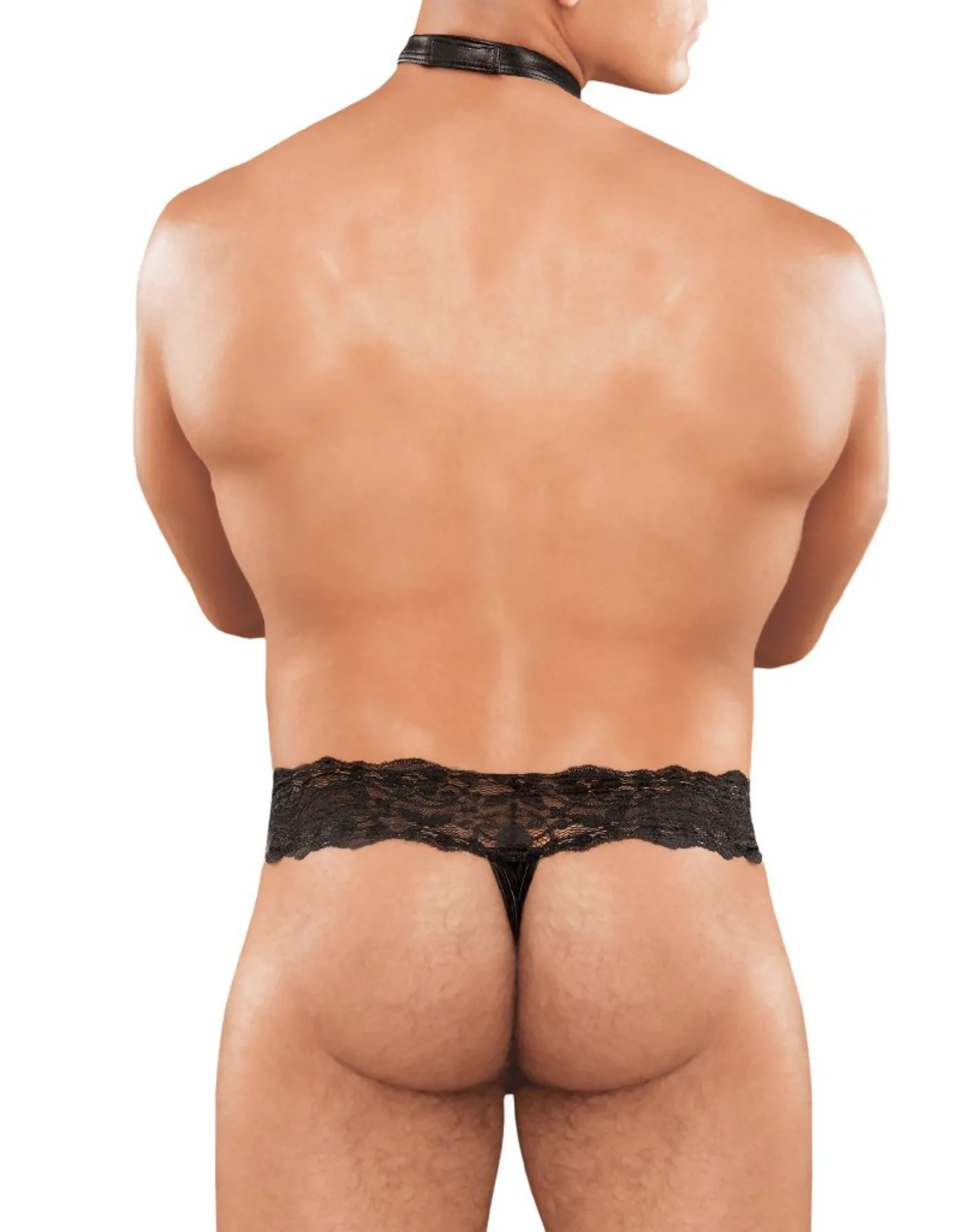 Clearance Sale: Elegant Lace Collar Men's Sheer Thong Underwear