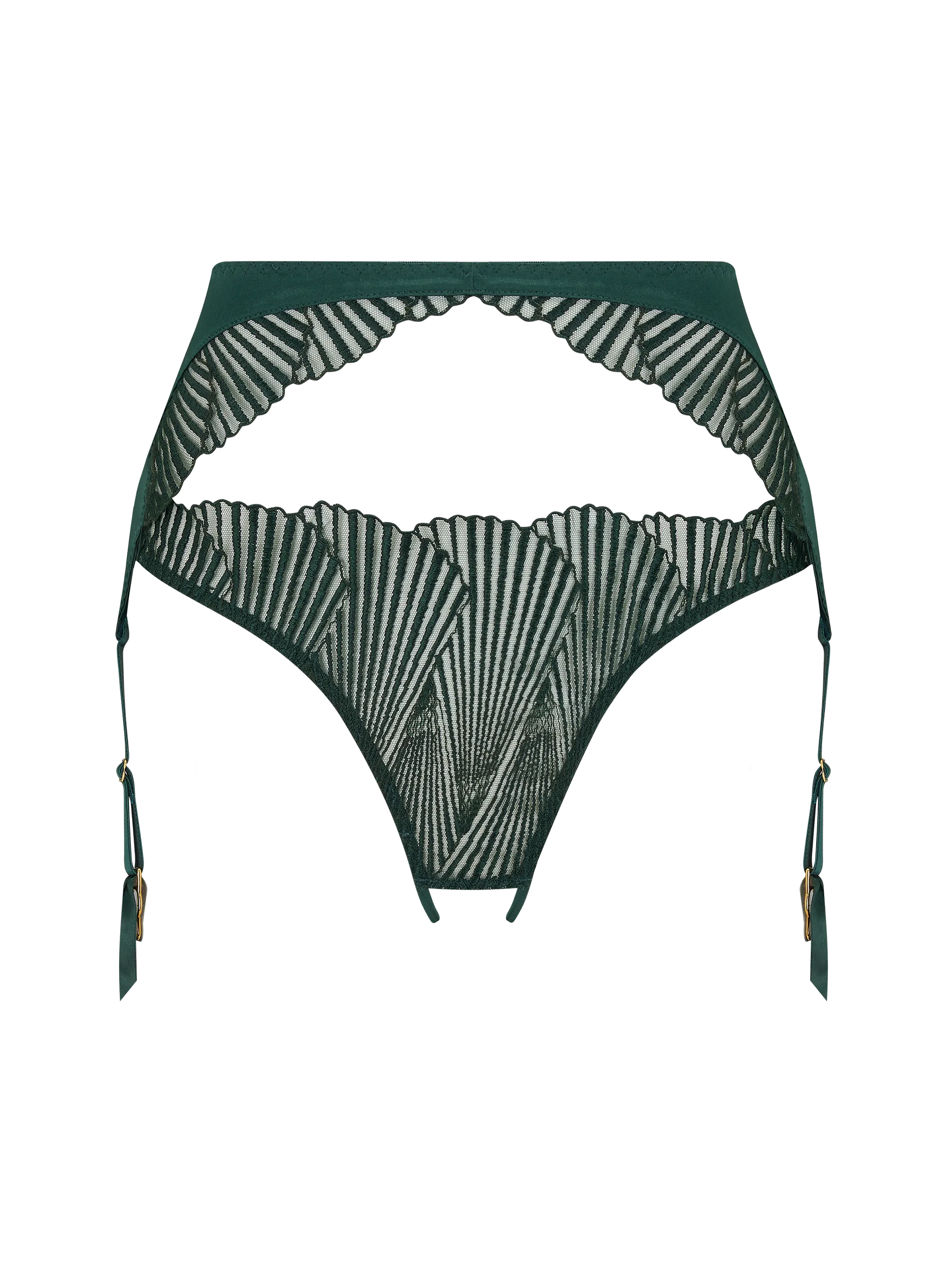 Coco de Mer Athena Open Suspender Knicker in Deep Green