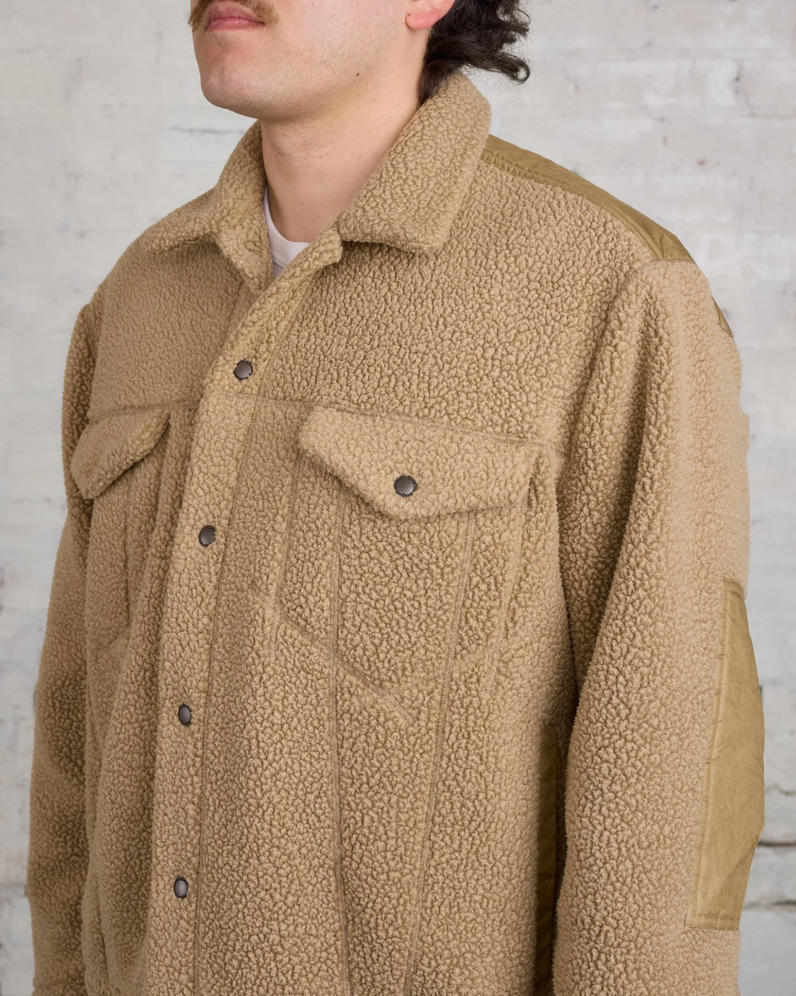 COMME des GARÇONS HOMME Heavy Boa Fleece Trucker Jacket Beige