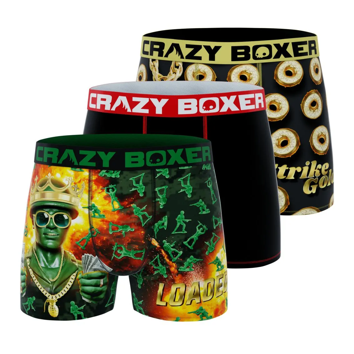 CRAZYBOXER Donuts Soldier Men's Boxer Briefs (3 pack)