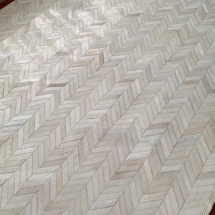 Cream Patchwork Cowhide Rug