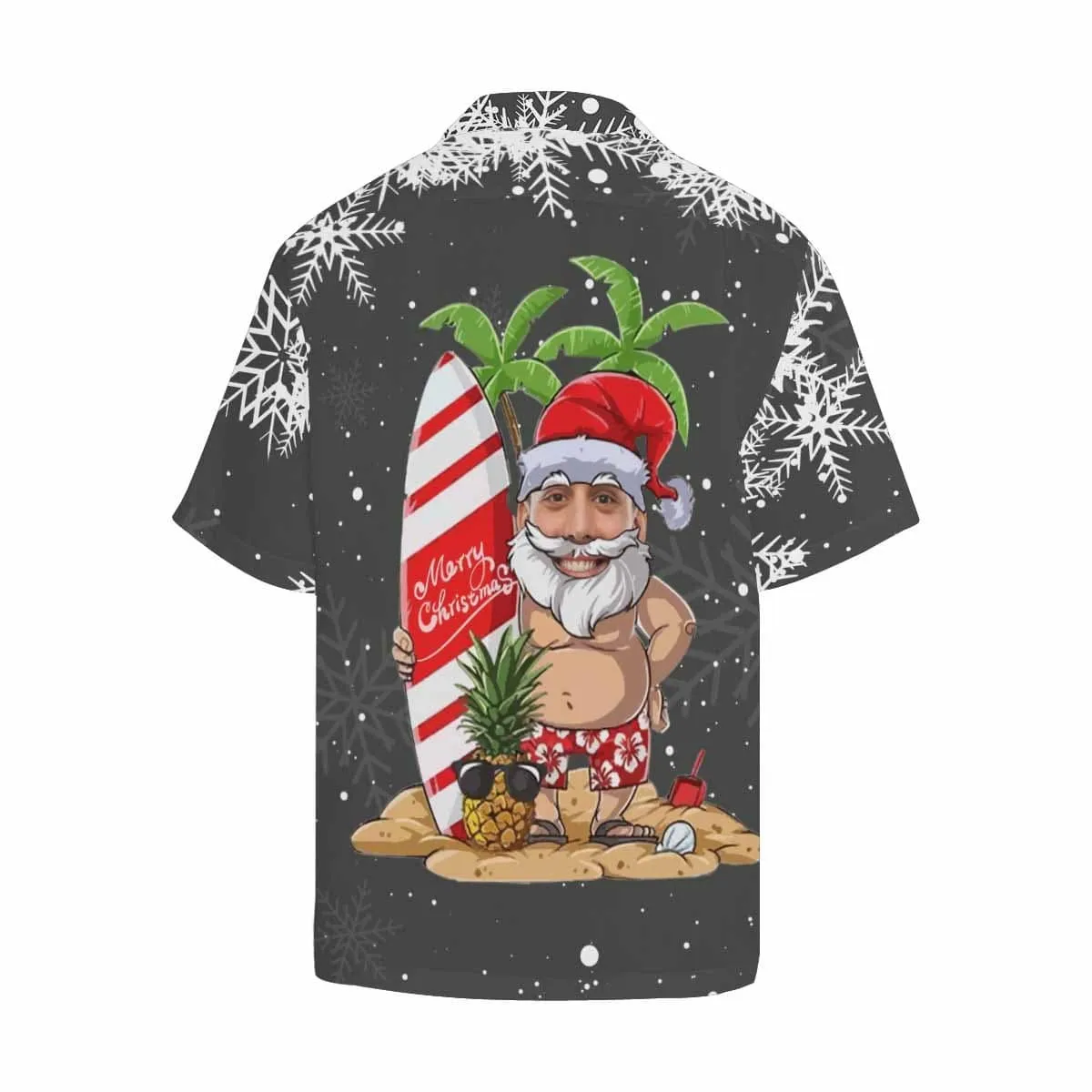 Custom Face Christmas Coconut Tree Men's Hawaiian Shirt Made for You Custom Shirt