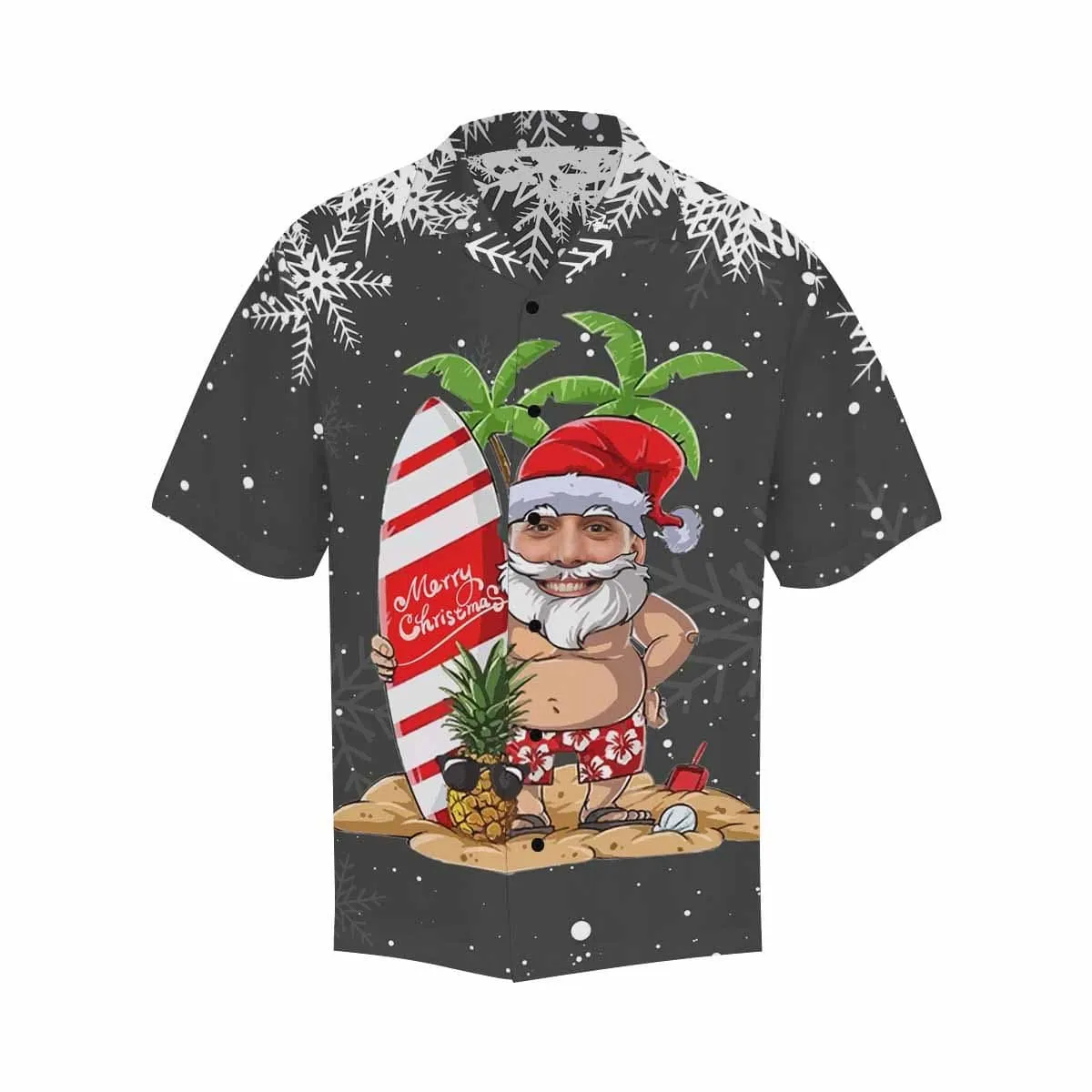 Custom Face Christmas Coconut Tree Men's Hawaiian Shirt Made for You Custom Shirt