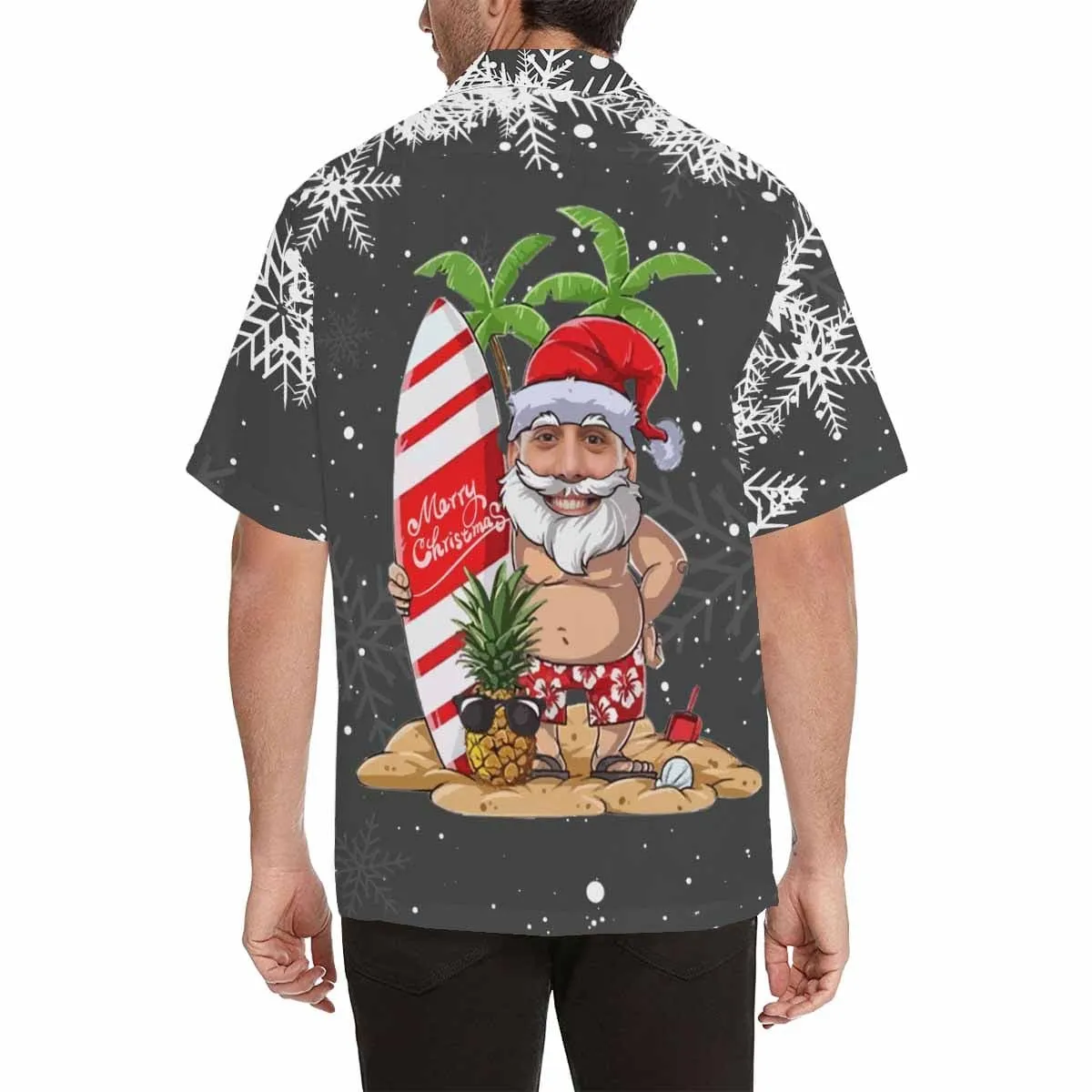 Custom Face Christmas Coconut Tree Men's Hawaiian Shirt Made for You Custom Shirt