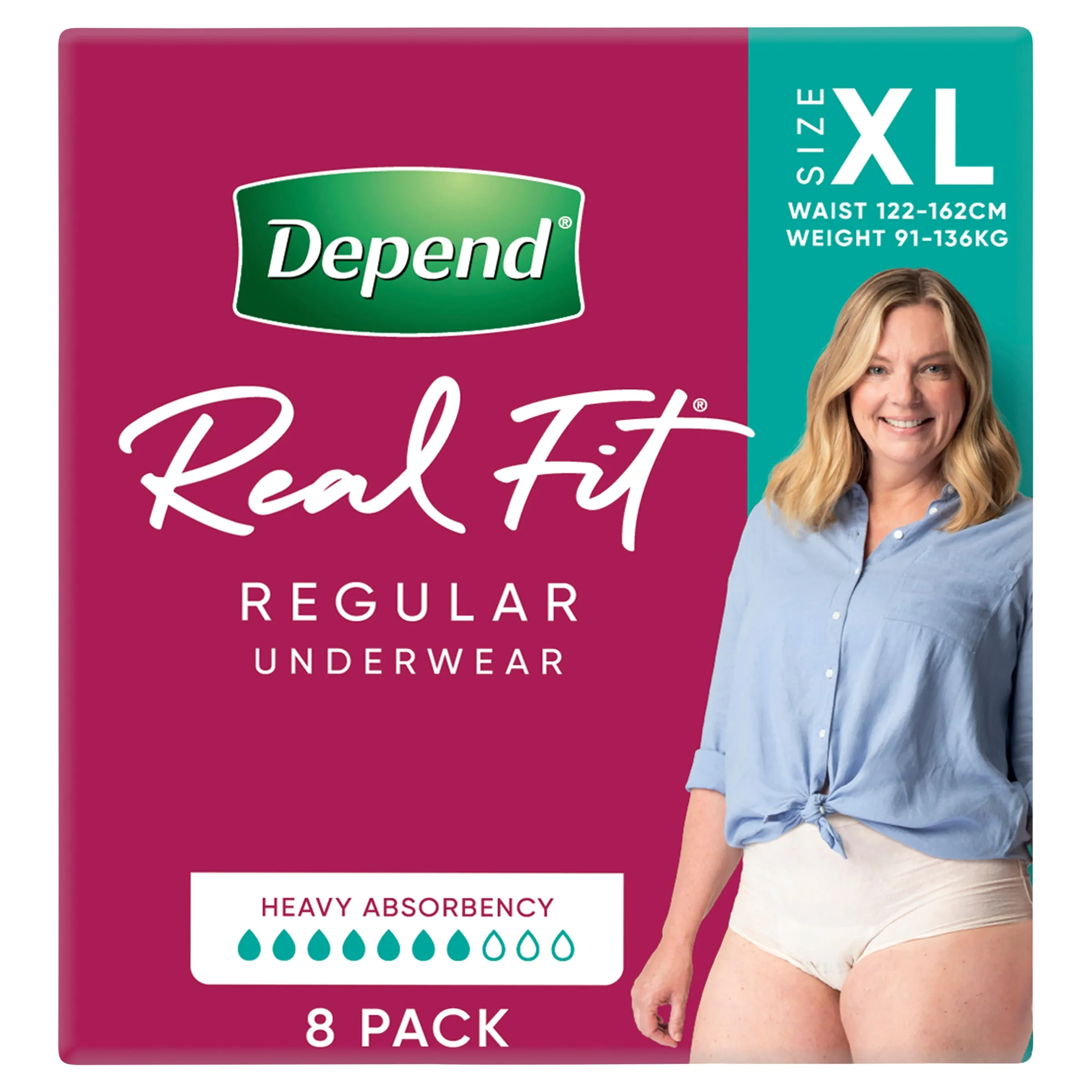 Depend Real Fit Incontinence Underwear Regular Women Extra Large 8 Pack