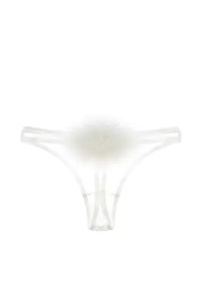 Diana Silk and Marabou Feather Pom Pom Thong