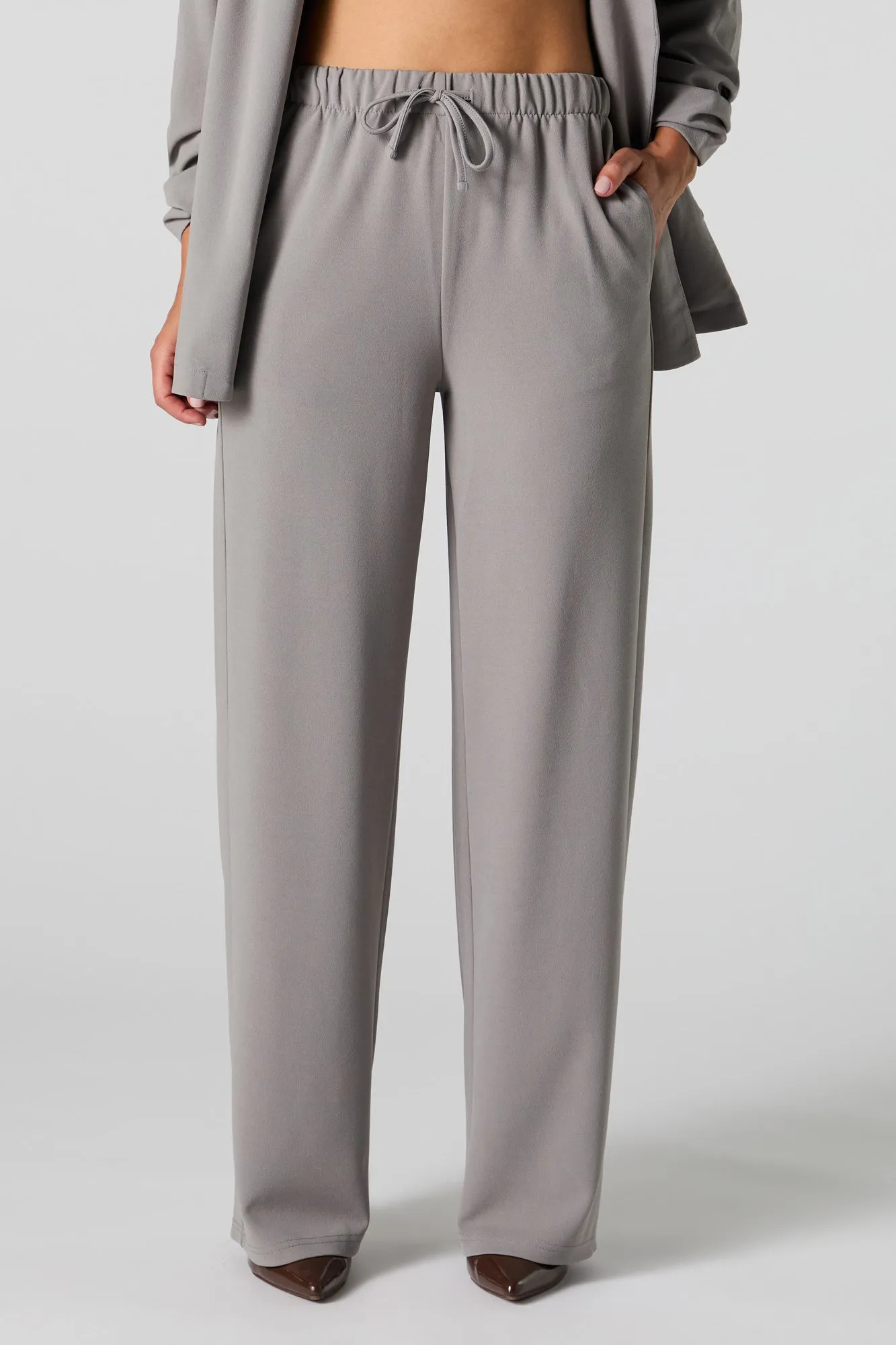 Drawstring Wide Leg Dress Pant