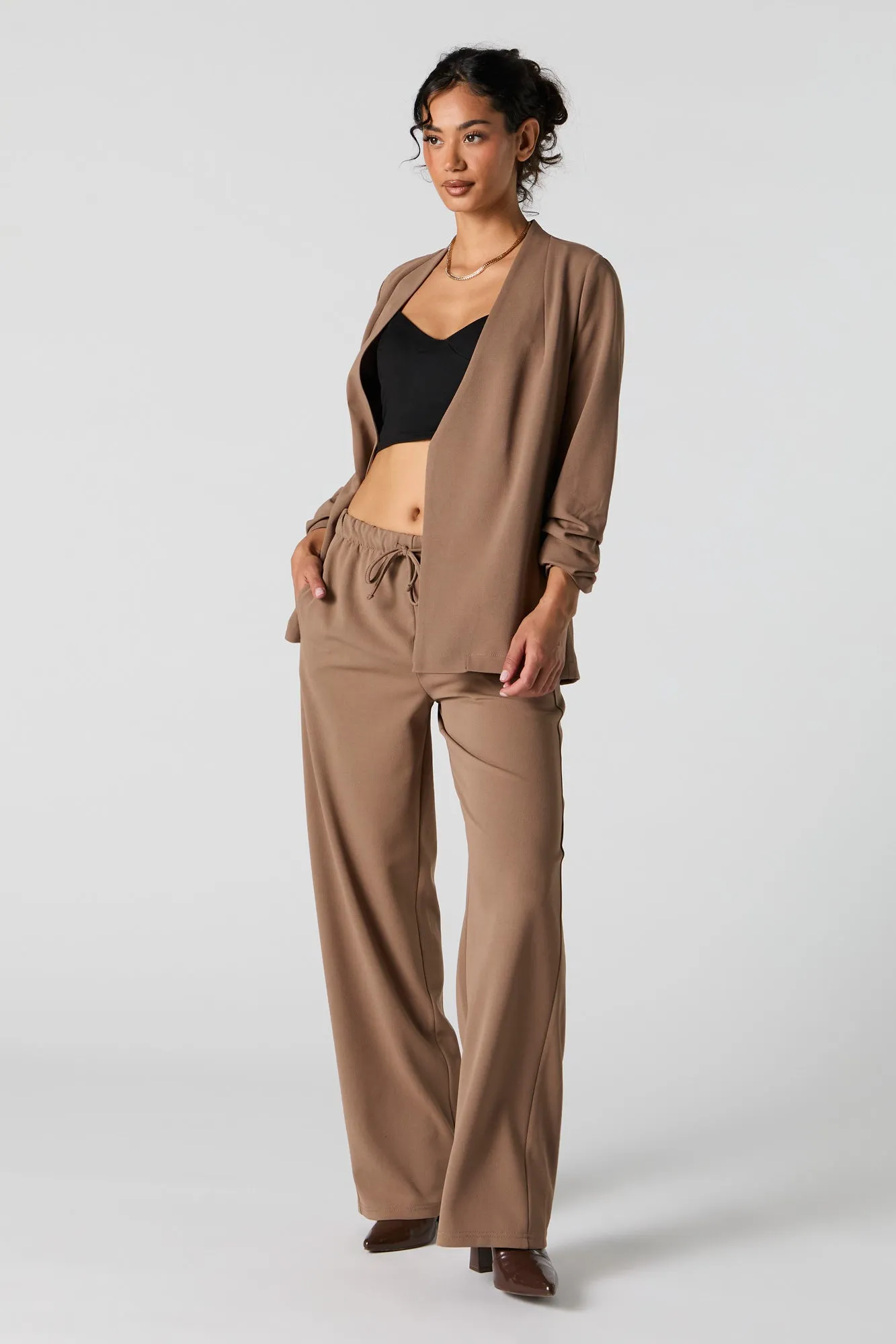 Drawstring Wide Leg Dress Pant