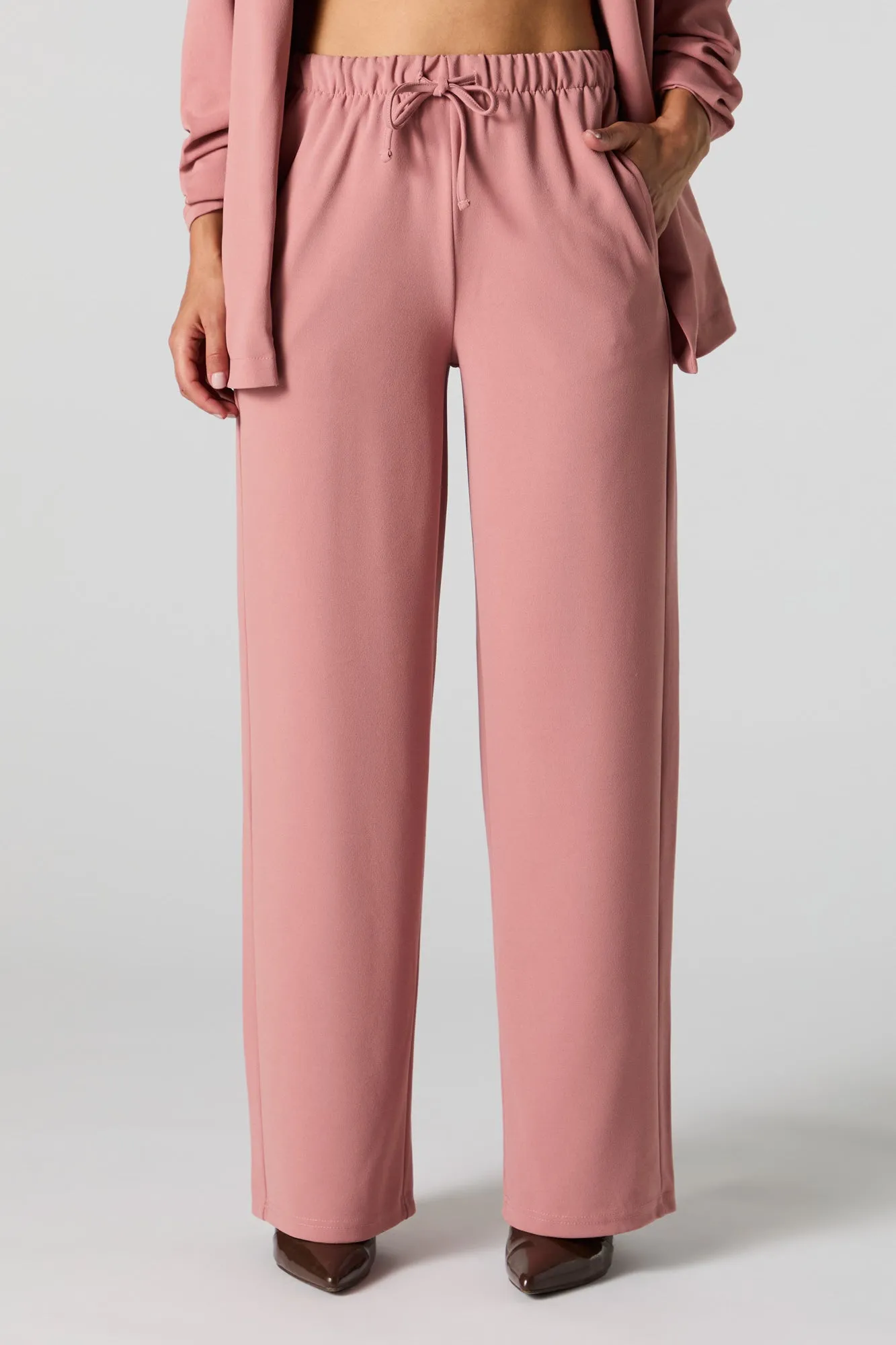 Drawstring Wide Leg Dress Pant