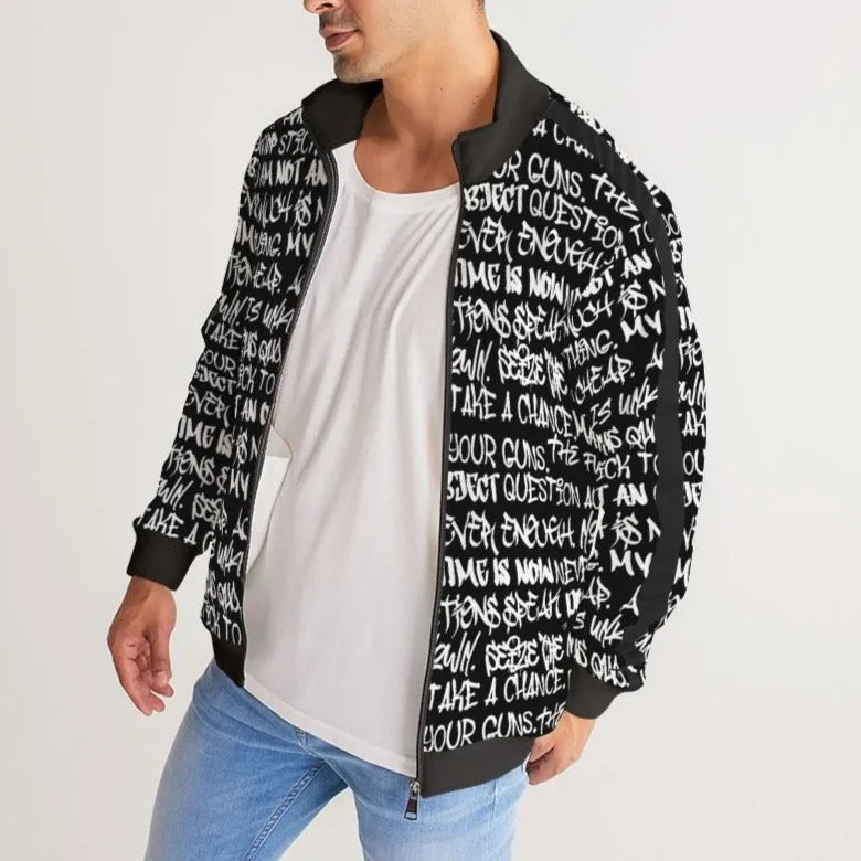 Empowering Graffiti Men's Stripe-Sleeve Track Jacket