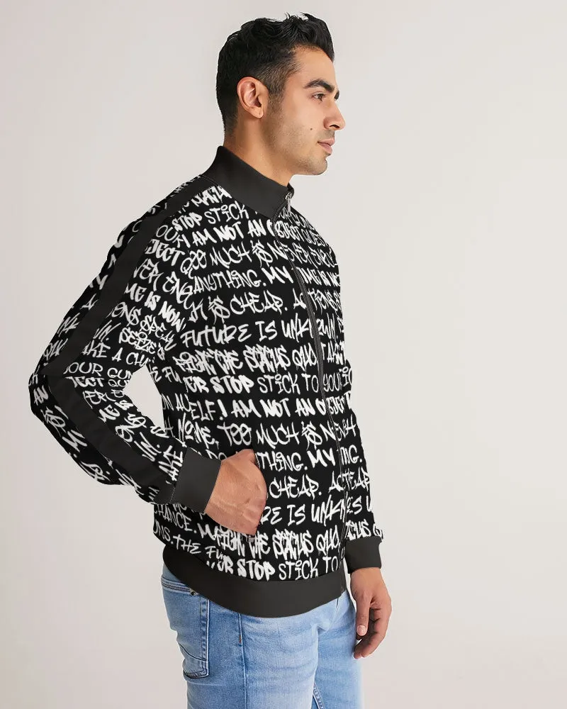 Empowering Graffiti Men's Stripe-Sleeve Track Jacket